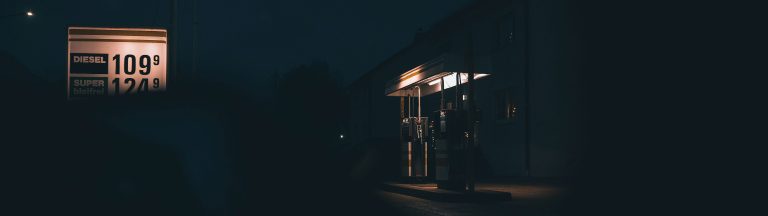 Gas Station at Night – (3840×1080 and 5120×1440 Wallpaper) | 32:9 Super